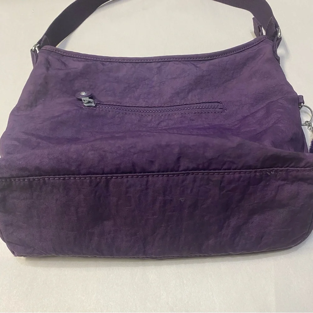 Kipling Belammie Hobo Crossbody Bag Purse Purple Gorilla Keychain